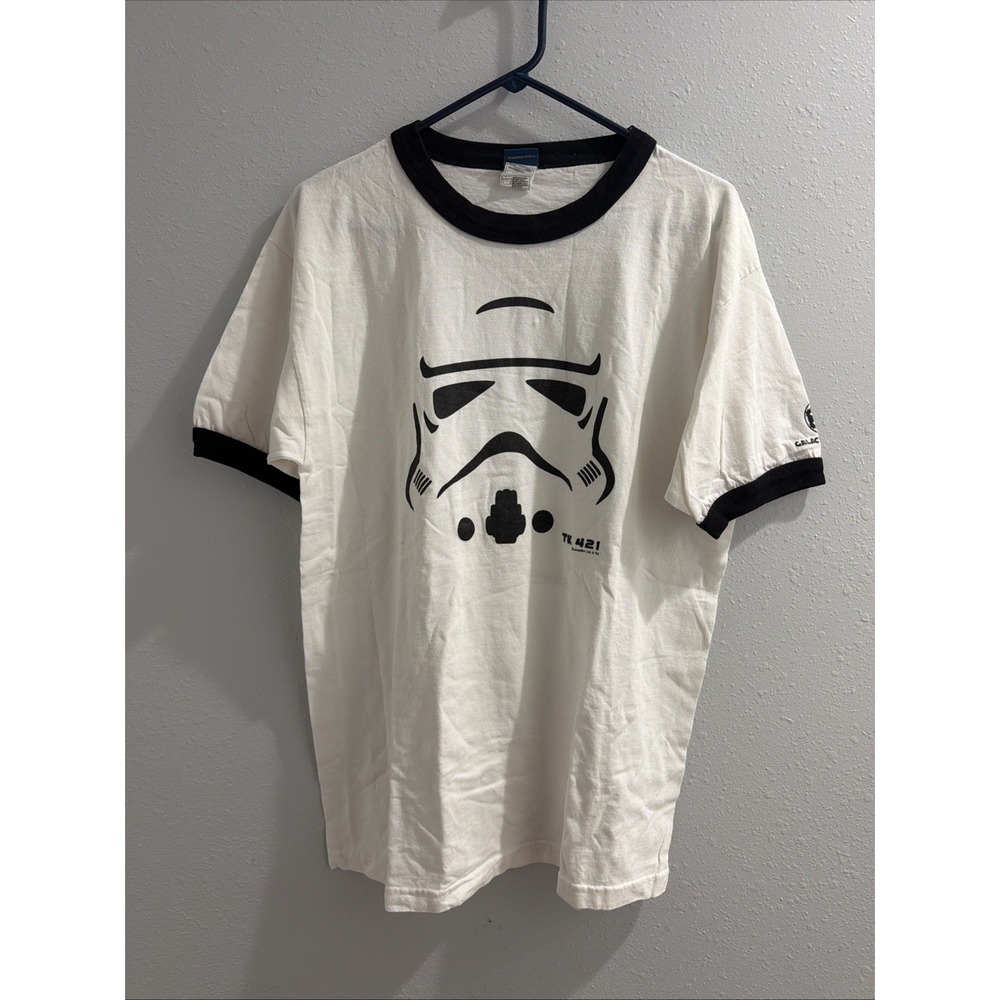 Vintage Star Wars Shirt Mens Small White TK 421 Galactic Empire Ringer Tee Large